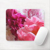 Tapis De Souris Pivoines roses et blanches en fleur - Mousepad (Avec souris)