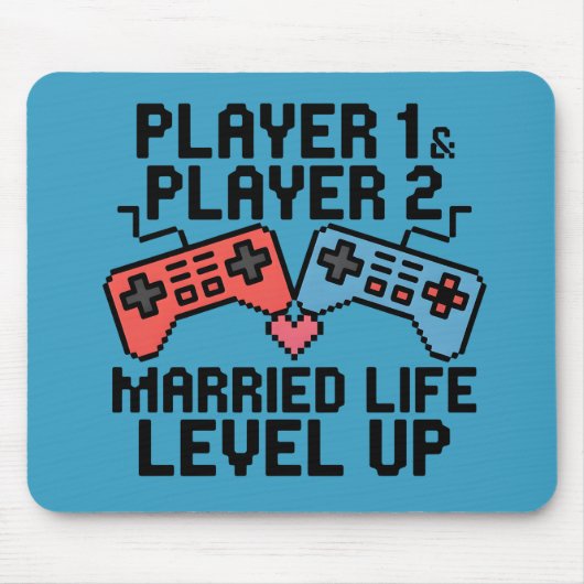 Tapis De Souris Pixel Gaming Couple Level Up Design (Devant)