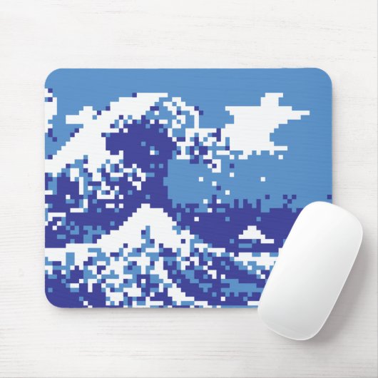 Tapis De Souris Pixel Tsunami Blue 8 Bit Pixel Art (Avec souris)