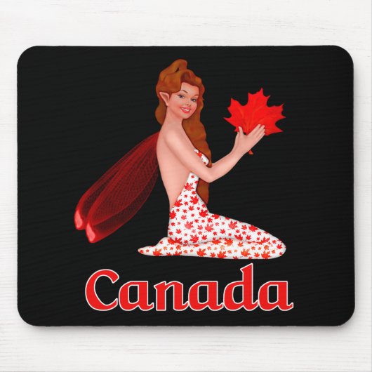 Tapis De Souris Pixie canadienne avec feuille d'érable (Devant)
