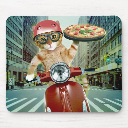 Tapis De Souris Pizza cat - chat - livraison de pizza (Devant)
