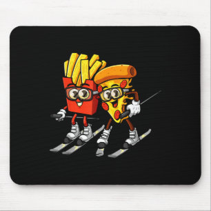 Tapis De Souris Pizza frites de ski drôle skieur fast food