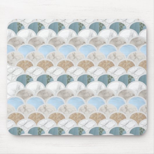 Tapis De Souris plage aqua bleu marbre blanc pastel échelle de sir (Devant)