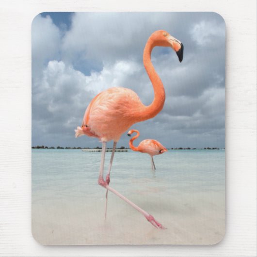 Tapis De Souris Plage Aruba de Flamants roses (Devant)