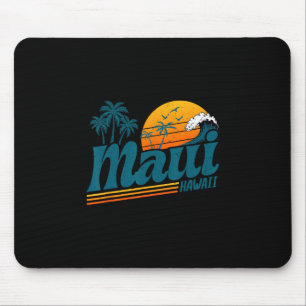 Tapis De Souris Plage aux palmiers de l'île hawaïenne de Maui Rétr