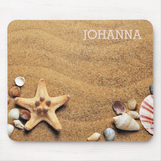 Tapis De Souris Plage avec Starfish sur le sable (Devant)