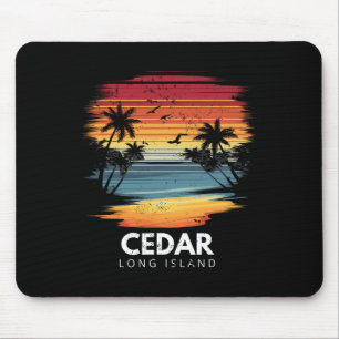 Tapis De Souris Plage de Cedar Long Island Surfboard Surf Vintage
