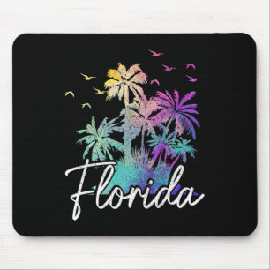Tapis De Souris Plage de Floride Vintage Miami Tampa Palmiers Vaca