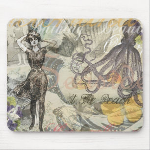 Tapis De Souris Plage de la Pieuvre Antique Steampunk Côté Mer