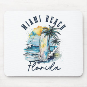 Tapis De Souris Plage de Miami Floride Surf Vintage Surf Plage Sur