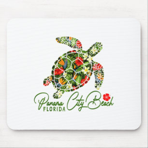 Tapis De Souris Plage de Panama City Floride Tortue de mer Hibiscu