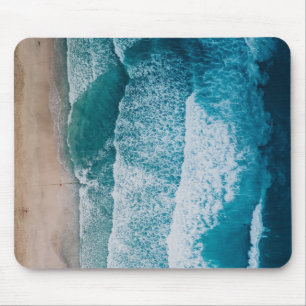 Tapis De Souris Plage de sable des vagues de l'océan bleu