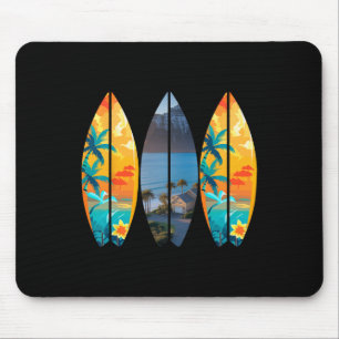 Tapis De Souris Plage de surf Planche de surf Rétro Tropical Hawaï