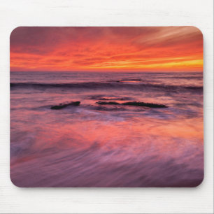 Tapis De Souris Plage de Windansea, coucher de soleil rouge