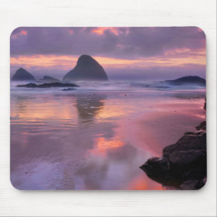 Tapis De Souris Plage et stacks de l'Oregon, coucher de soleil