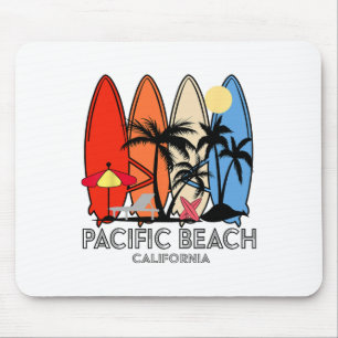Tapis De Souris Plage Pacifique Californie Planche de Surf Rétro V