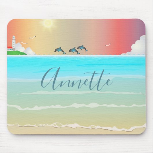 Tapis De Souris Plage Palette de souris à thème avec dauphins (Devant)