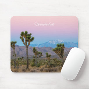 Tapis De Souris Plage rose bleu Joshua Tree Desert Sunrise