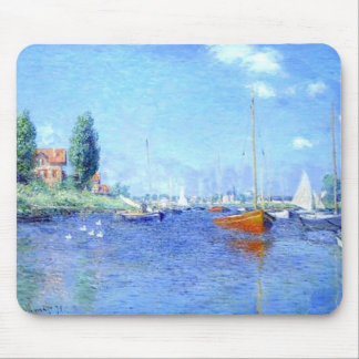 Tapis De Souris Plage rouge Monet Mousepad de l'eau de bateaux