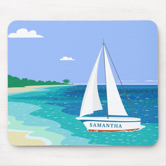 Tapis De Souris Plage tropicale côtière de Monogram Sailboat Mouse (Devant)