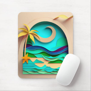 Tapis De Souris Plage tropicale de Papercraft 3D