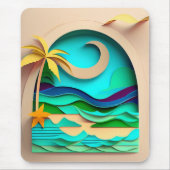 Tapis De Souris Plage tropicale de Papercraft 3D (Devant)