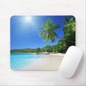 Tapis De Souris Plage tropicale de paradis de palmtrees (Avec souris)