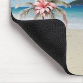 Tapis De Souris Plage tropicale, Sable, Palmier, Fleur (Coin)