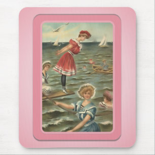 Tapis De Souris Plage vintage Mousepad de baigneurs de Sun