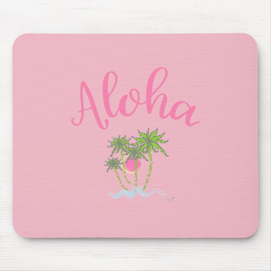 Tapis De Souris Plages Aloha Style hawaïen Été Tropical Rose (Devant)