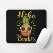 Tapis De Souris Plages d'Aloha Hawaii Ananas Sungles Voyage Tee1 (Avec souris)