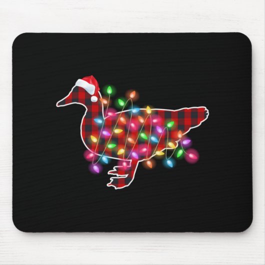 Tapis De Souris Plaid Buffalo Duck Christmas Pajamas Xmas Lights F (Devant)