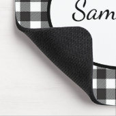 Tapis De Souris Plaid Buffalo noir et blanc monogrammé (Coin)