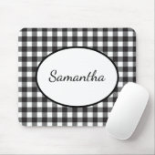 Tapis De Souris Plaid Buffalo noir et blanc monogrammé (Avec souris)