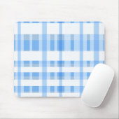 Tapis De Souris Plaid doucement bleu et blanc (Avec souris)
