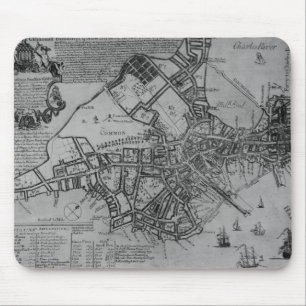 Tapis De Souris Plan de Boston, Nouvelle Angleterre, 1739