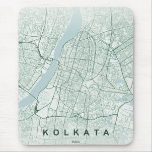 Tapis De Souris Plan de la ville de Kolkata en Inde, design minima