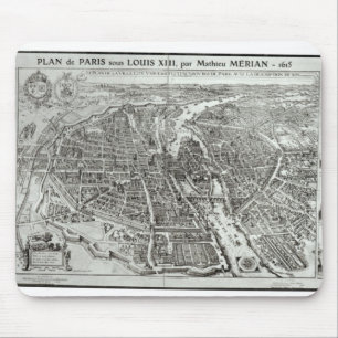 Tapis De Souris Plan de l'oeil de l'oiseau de Paris, 1615