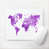 Tapis De Souris Plan du monde en aquarelle 08 Violet (Avec souris)