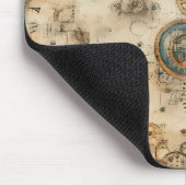 Tapis De Souris Plan mécanique rétro Brun sépia (Coin)