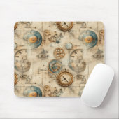 Tapis De Souris Plan mécanique rétro Brun sépia (Avec souris)