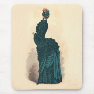 Tapis De Souris Planche de mode antique victorienne : robe à tourn