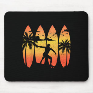 Tapis De Souris Planche de surf de surfeur Surf vintage Plage Été 