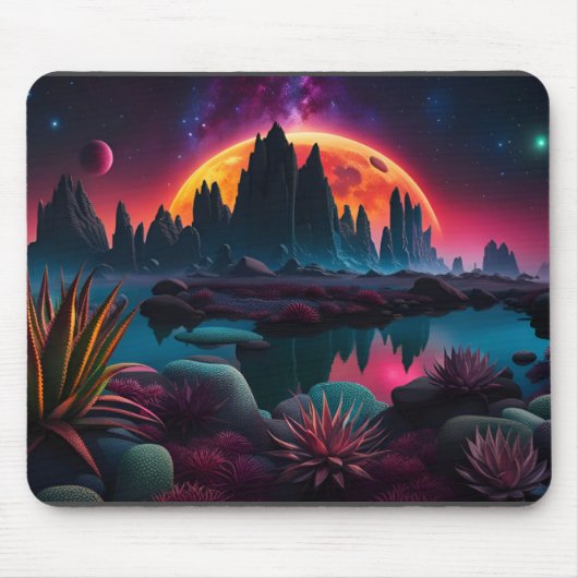 Tapis De Souris Planète Alien Mise en route de la lune (Devant)