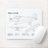 Tapis De Souris Plans de l'avion Cub - Plans de conception BD (Avec souris)