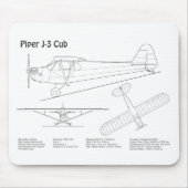 Tapis De Souris Plans de l'avion Cub - Plans de conception BD (Devant)