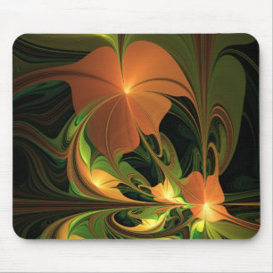 Tapis De Souris Plante de fantaisie abstraite vert rouille marron