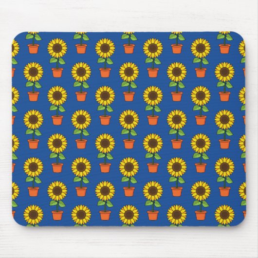Tapis De Souris Plante de tournesol dans un Motif de pot (Devant)