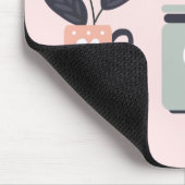 Tapis De Souris Plantes de pot moderne rose et gris pastel (Coin)