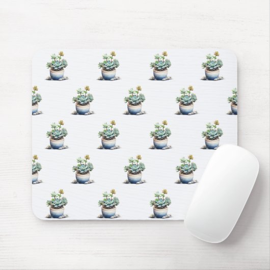 Tapis De Souris Plantes succulents dans les pots (Avec souris)